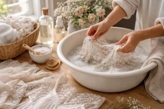 Kézi mosás csipkedarabról, gondos ápolás otthon