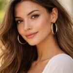 Karika fülbevalót viselő női portré napfényben