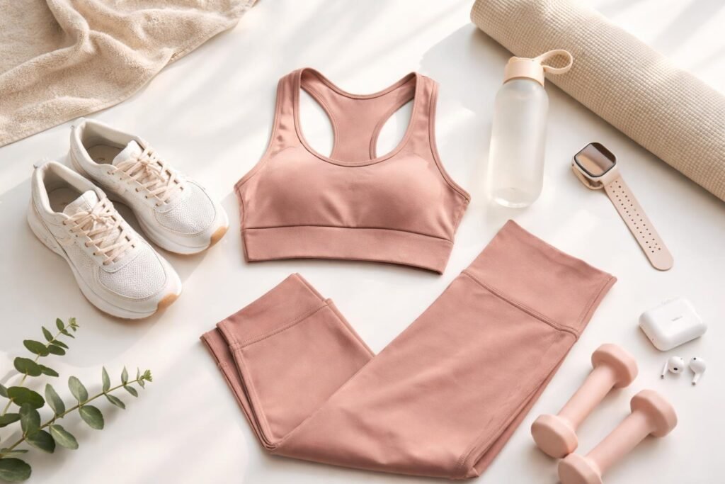 Női sportruházat: funkcionális sportmelltartó és leggings a sporthoz