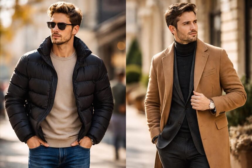 Pufidzseki és szövetkabát összehasonlítása a hideg időre.