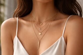 Rétegezett arany nyakláncok elegáns megjelenésben