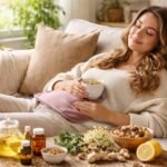 Nő természetes megoldásokat használva PMS tüneteinél