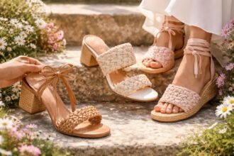 Texturált és fonott női lábbelik tavaszi stílusban