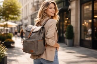 Divatos városi hátizsák női kiegészítővel
