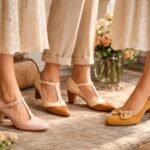 Három pár női cipő vintage stílusban, klasszikus elemekkel és színekkel.