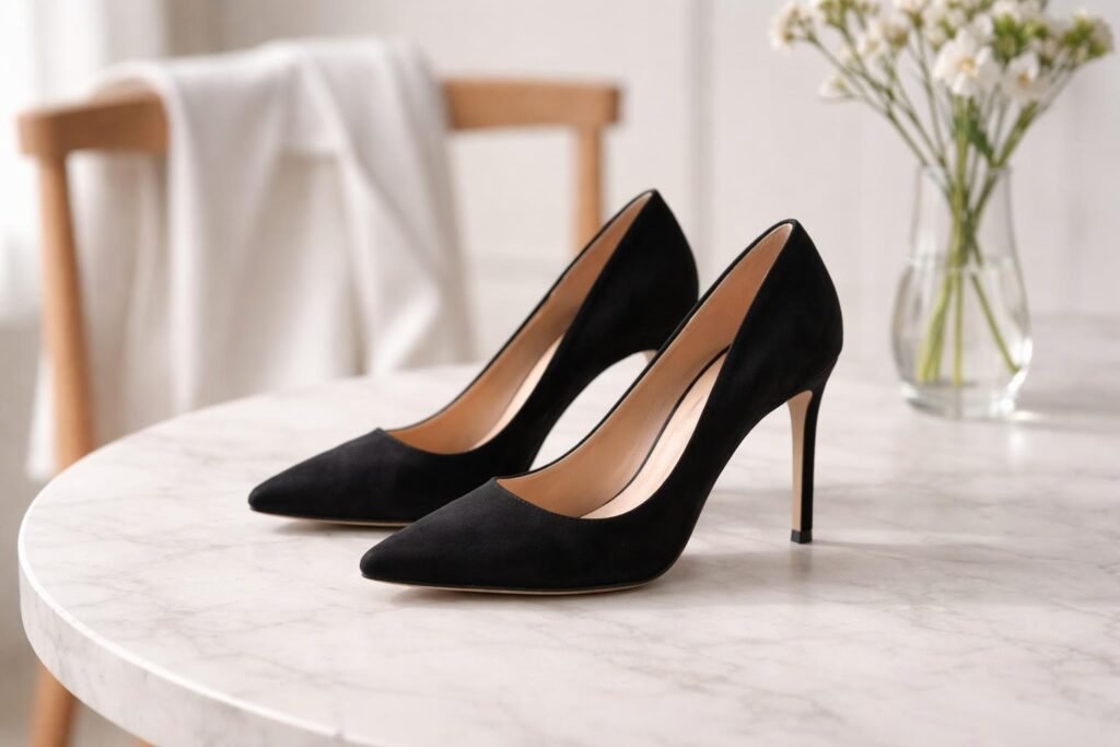 Fekete magassarkú cipők elegáns stílusban