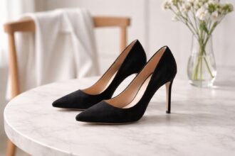 Fekete magassarkú cipők elegáns stílusban