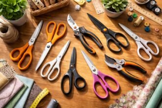 Fiskars ollók különböző típusai kreatív munkához és konyhába.