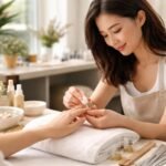 Kínai manikűr folyamat egy szépségszalonban