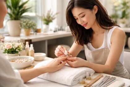 Kínai manikűr folyamat egy szépségszalonban