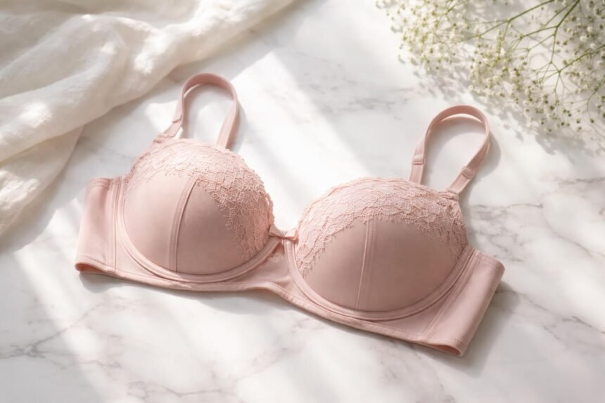 Rózsaszín melltartó napfényben, kényelmes viselet