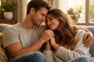 Párkapcsolatban élő fiatalok, akik kifejezik a bizalmat és az intimitást.