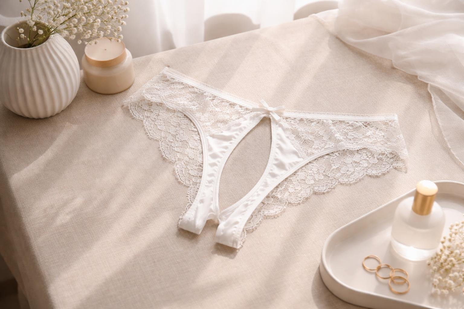 Alul nyitott fehérnemű elegáns környezetben