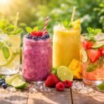 Hűsítő limonádék és smoothie-k friss gyümölcsökkel a nyári kánikulában